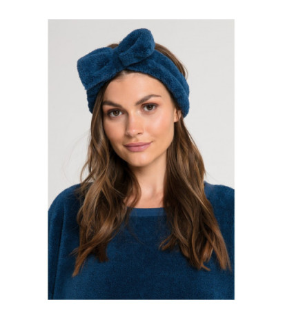 LA090 Pluszowa opaska z kokardą - granatowa