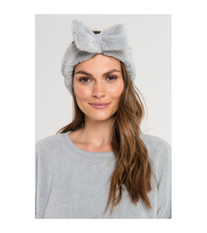 LA090 Pluszowa opaska z kokardą - popielata