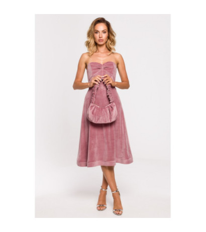 M657 Welurowa torebka na ramię - brudny róż