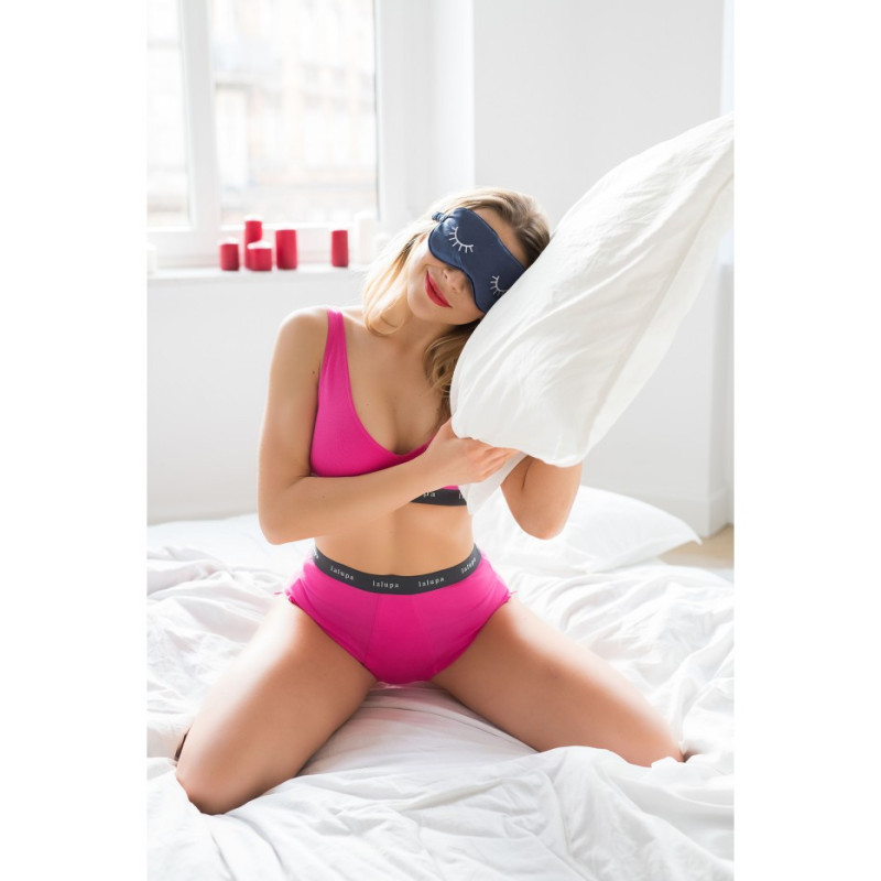 LA097 Wysokie sportowe majtki z logowaną gumą - różowy