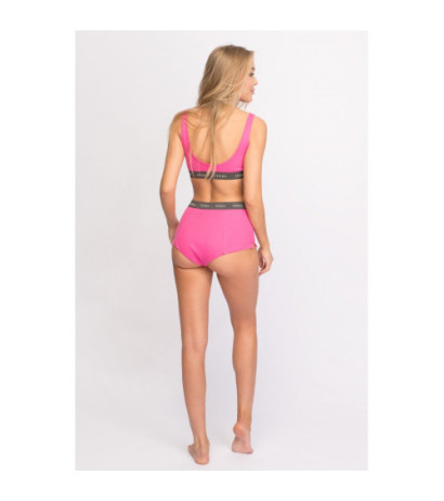 LA097 Wysokie sportowe majtki z logowaną gumą - różowy