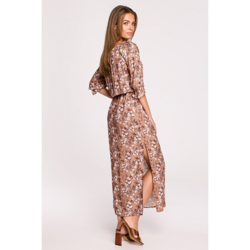 S300 Sukienka maxi a la hiszpanka w kwiaty - model 1