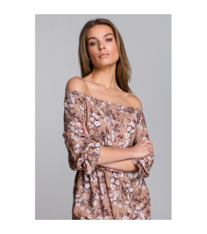 S300 Sukienka maxi a la hiszpanka w kwiaty - model 1