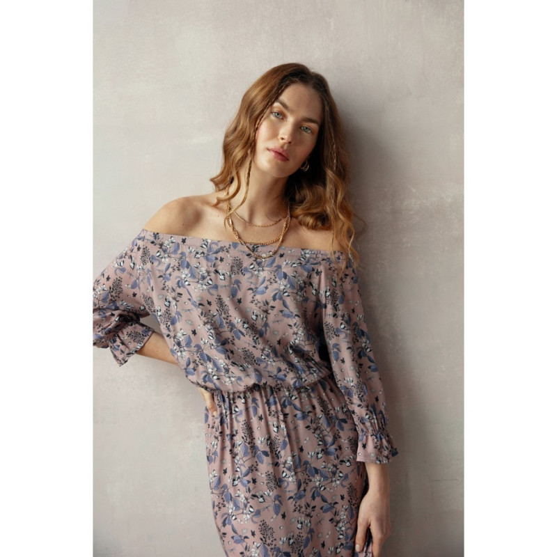 S300 Sukienka maxi a la hiszpanka w kwiaty - model 2