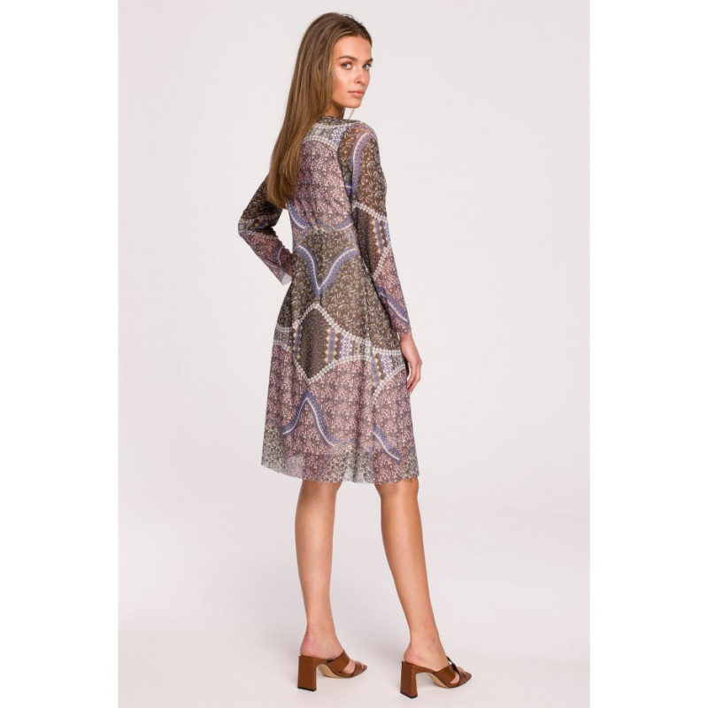 S302 Sukienka z siatki z falbanką pod biustem - model 1