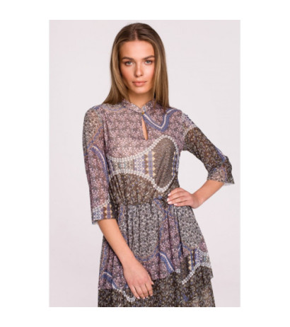 S303 Sukienka z siatki z trzema falbankami - model 1