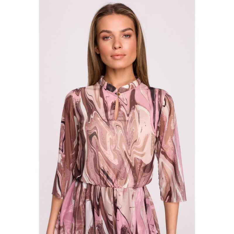 S303 Sukienka z siatki z trzema falbankami - model 3