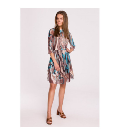 S303 Sukienka z siatki z trzema falbankami - model 4