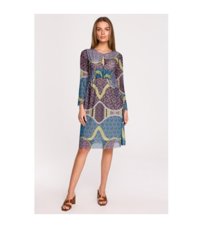 S302 Sukienka z siatki z falbanką pod biustem - model 2