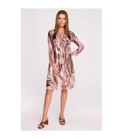 S302 Sukienka z siatki z falbanką pod biustem - model 3