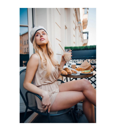 LA098 Kombinezon typu romper gładki - cappucino