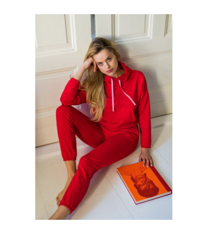 LA102 Spodnie typu joggers z gumą logowaną - czerwone