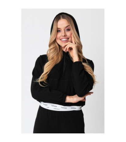 LA103 Krótka bluza z gumą logowaną - czarna