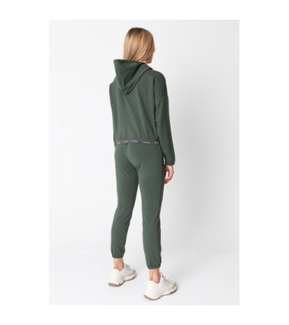 LA103 Krótka bluza z gumą logowaną - oliwkowa