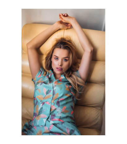 LA104 Koszula od piżamy z dekoltem V i nadrukiem - model 3