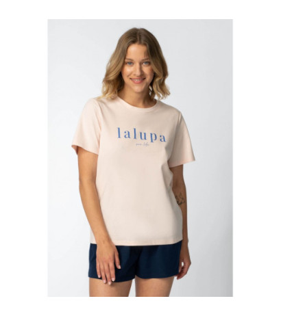 LA109 T-shirt z napisem "LALUPA sea life" - brzoskwiniowy