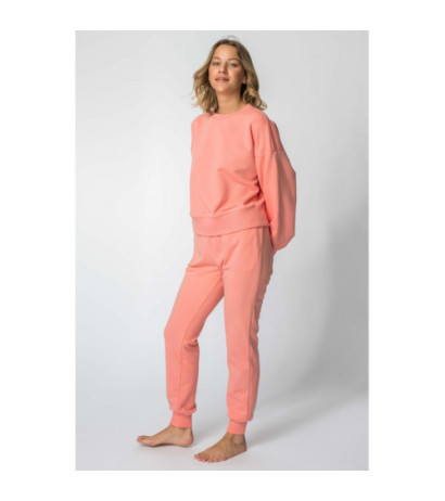 LA112 Spodnie dresowe ze ściągaczami - koralowe