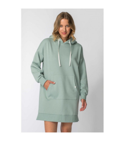 LA113 Sukienka z kapturem i kieszenią kangurek - miętowa