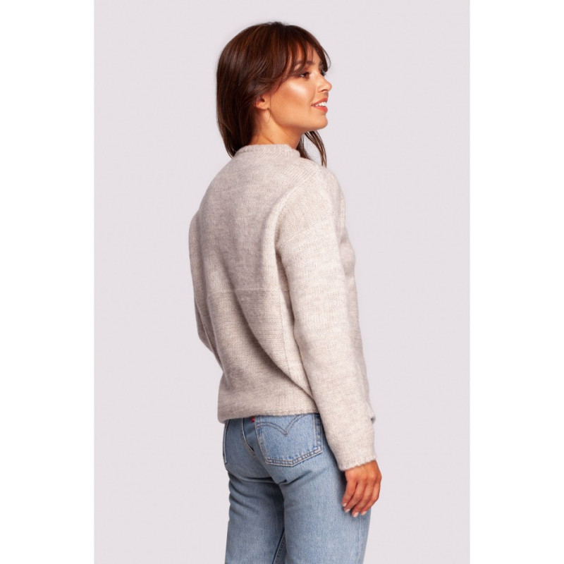 BK091 Sweter ze stójką - kość słoniowa