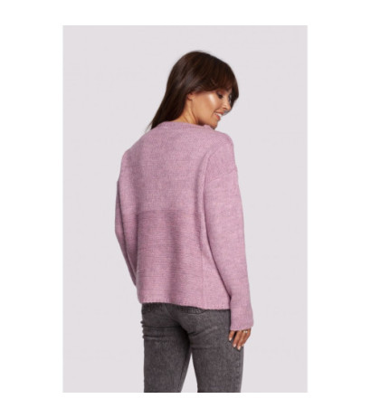 BK091 Sweter ze stójką - pudrowy