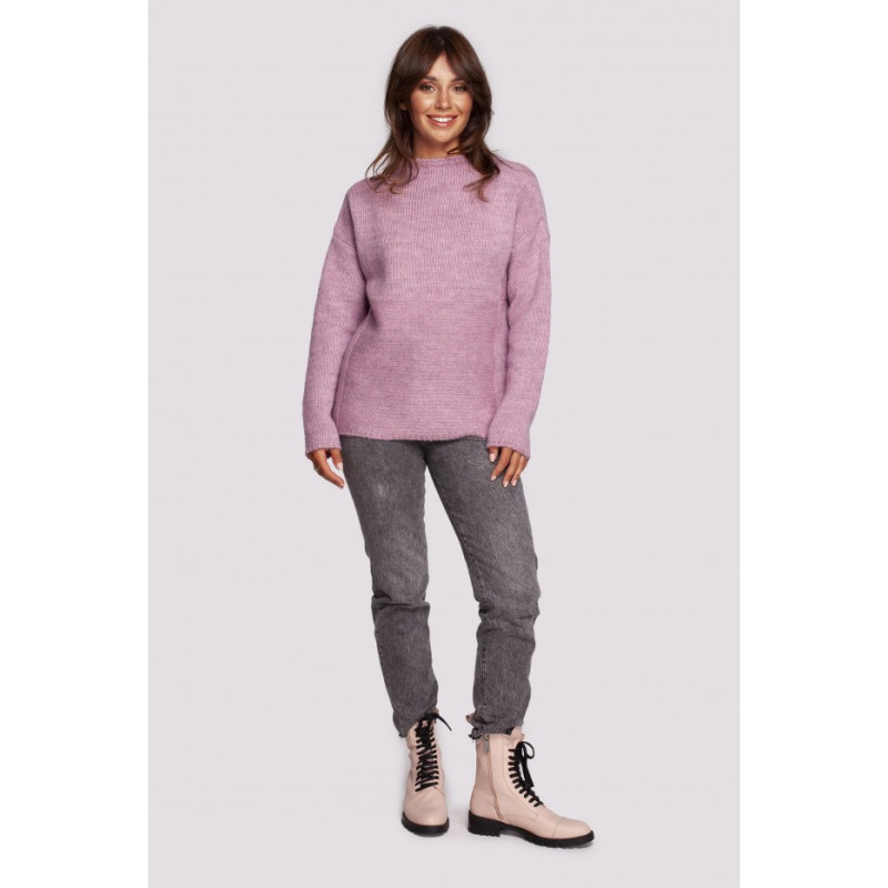 BK091 Sweter ze stójką - pudrowy
