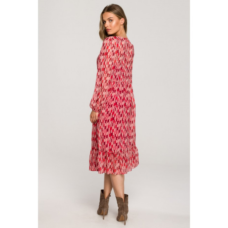 S320 Sukienka szyfonowa z falbaną - model 1