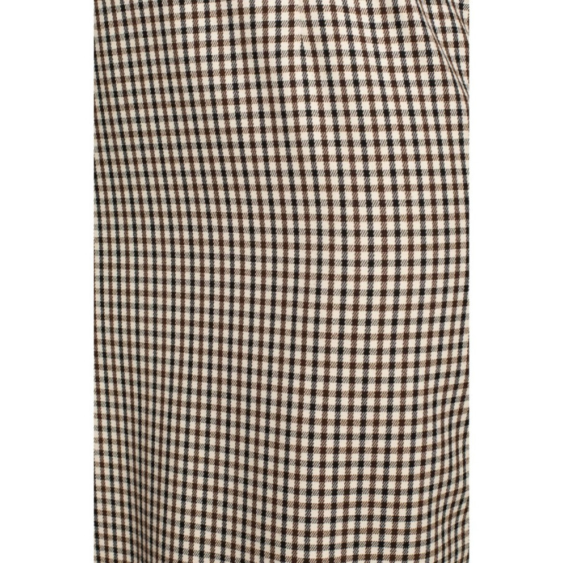 S323 Sukienka z kimonowymi rękawami w kratę - brązowa