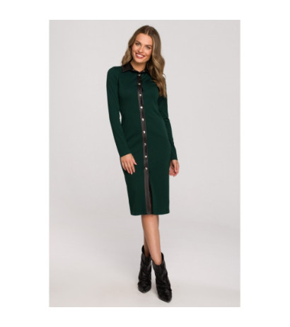 S322 Sukienka ołówkowa z napami - zielona