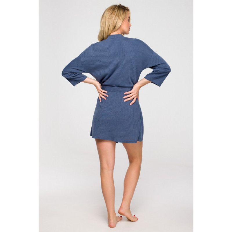 LA119 Szlafrok z paskiem - niebieski