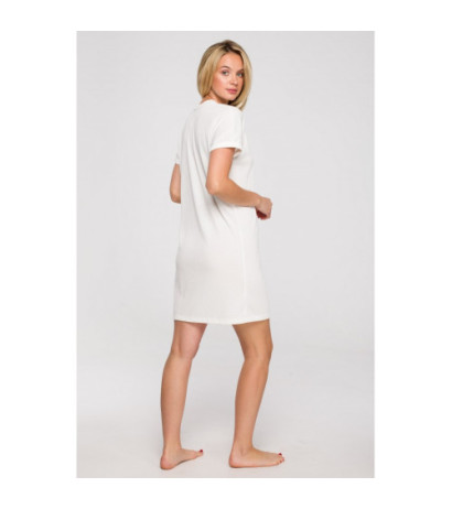 LA120 Prążkowana koszulka do spania - ecru