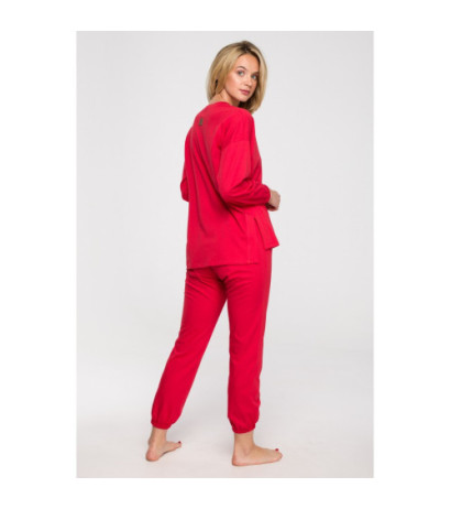 LA122 Bluzka do spania z długimi rękawami - czerwona