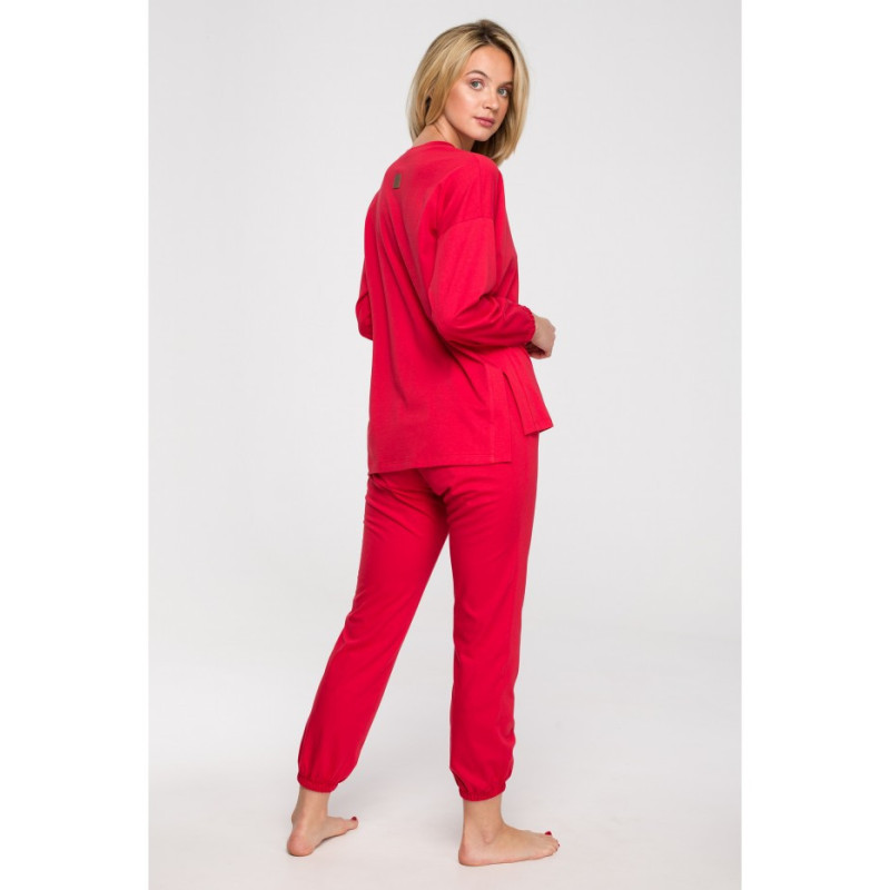 LA122 Bluzka do spania z długimi rękawami - czerwona