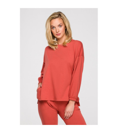 LA122 Bluzka do spania z długimi rękawami - karminowa