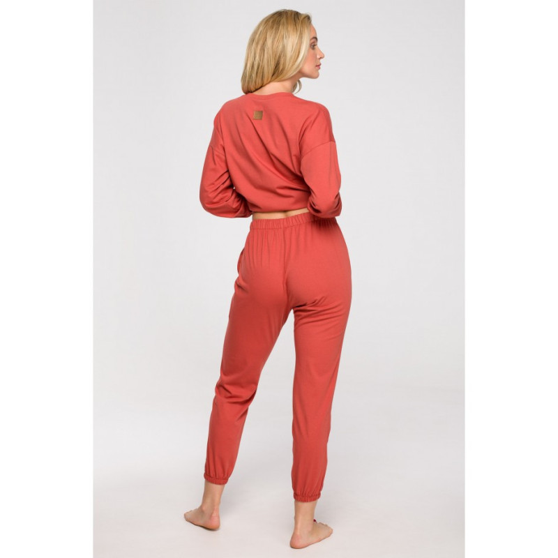 LA123 Długie spodnie do spania - karminowe