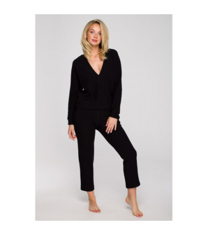 LA131 Bluza z głębokim dekoltem - czarna