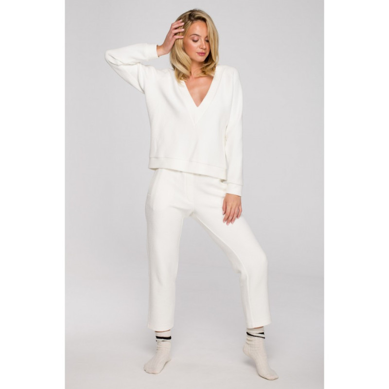 LA131 Bluza z głębokim dekoltem - ecru