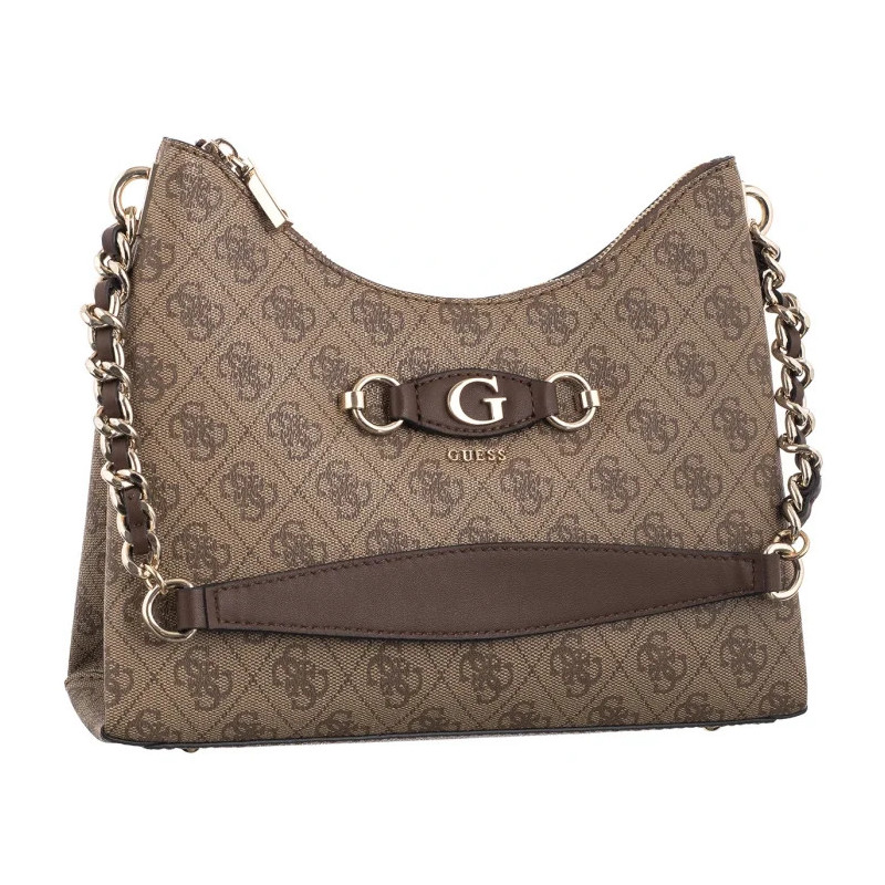 Guess Izzy Top Zip Shoulder Bag HWSG86 54010 Latte Logo/Brown (GU712-a) rankinė
