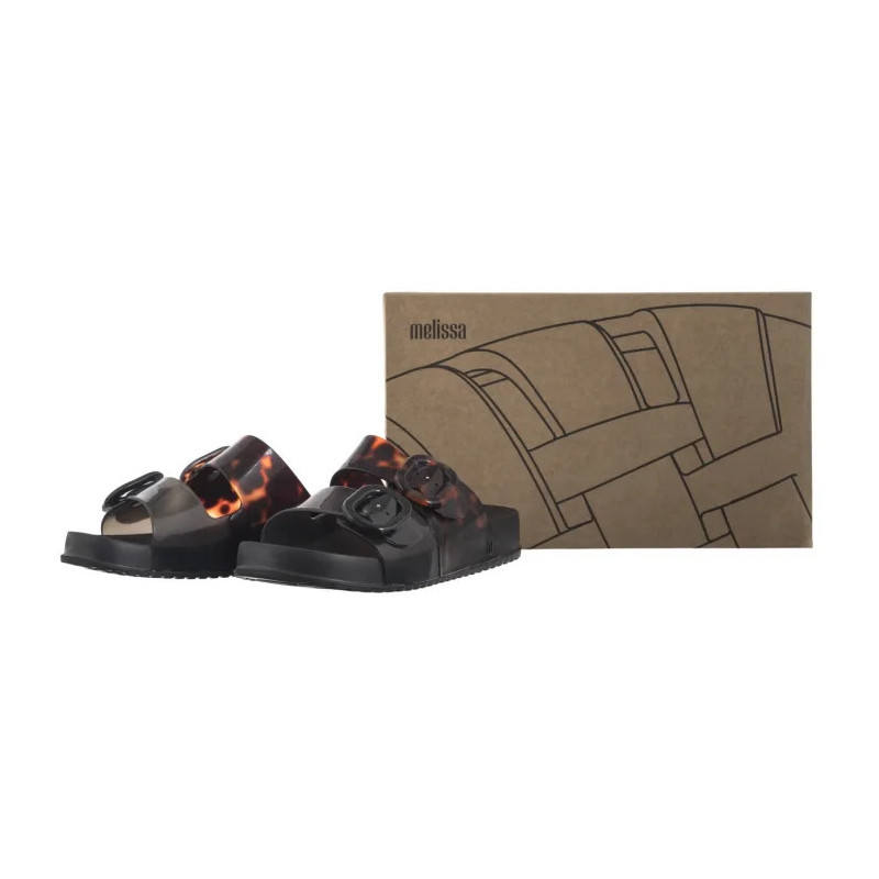 Melissa Cozy Slide AD 33913/AN716 Black/Clear Tortoise (ML328-b) Moteriški batai/šlepetės
