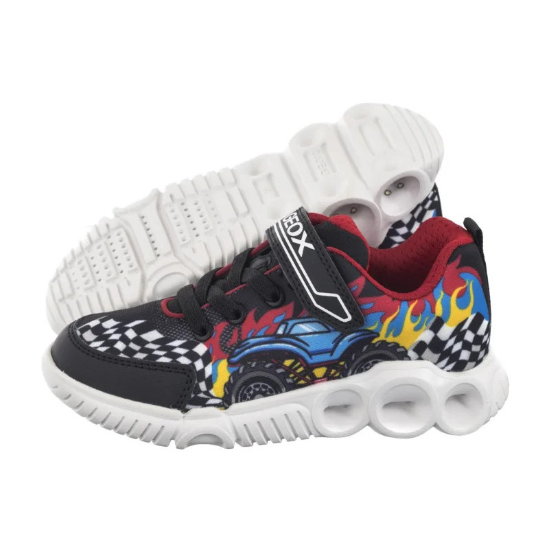 Geox J Wroom B. D -Pr.Mesh + Pr.Dbk Black/Red J55GAD 02ACE C0048 (GE205-a) sportiniai bateliai