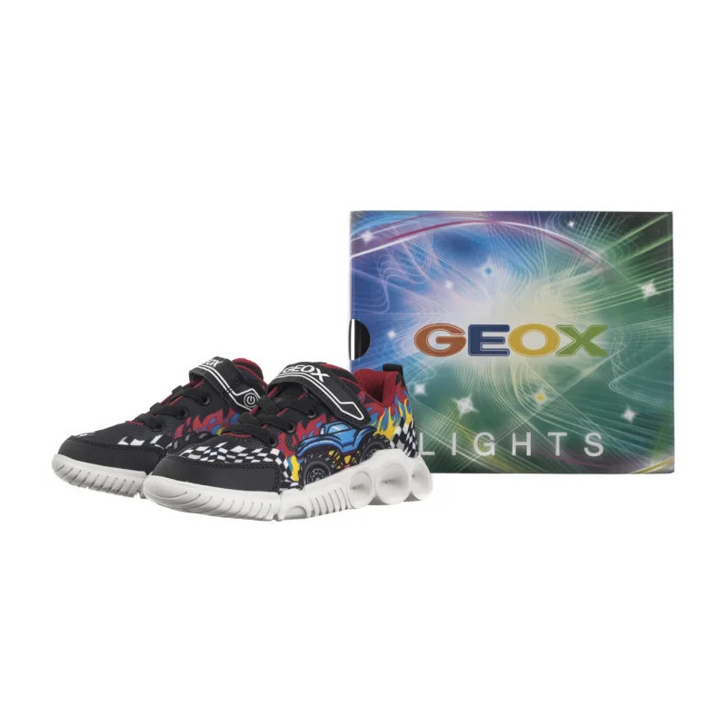 Geox J Wroom B. D -Pr.Mesh + Pr.Dbk Black/Red J55GAD 02ACE C0048 (GE205-a) sportiniai bateliai
