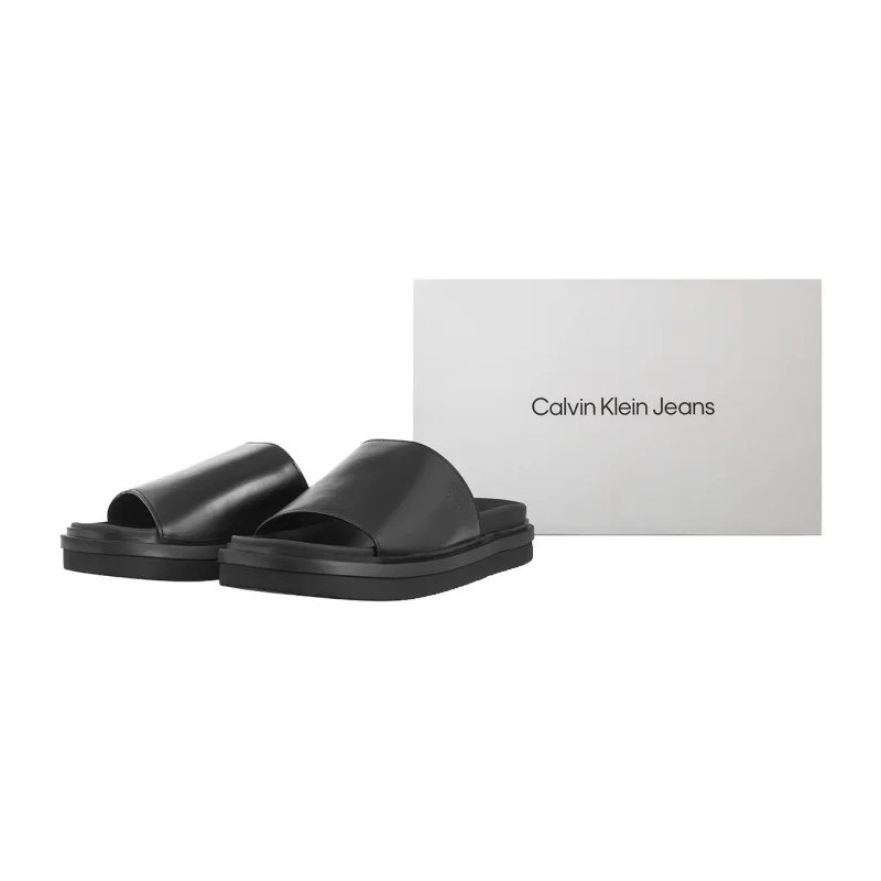 Calvin Klein Flat Molded Sandal Slide Triple Black YW0YW01710 0GJ (CK628-a) Moteriški batai/šlepetės