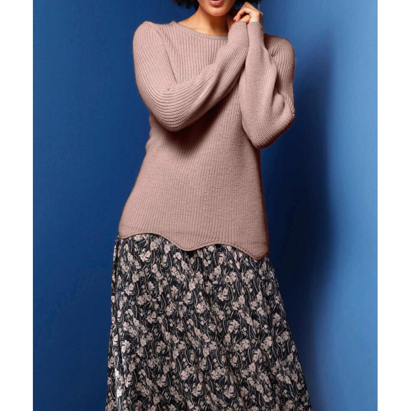 Création l premium merino vilnos megztinis, rožinis
