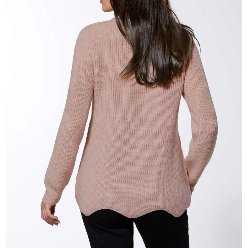 Création l premium merino vilnos megztinis, rožinis