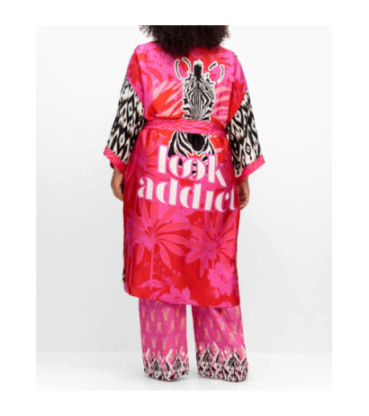 Miss goodlife "zebra" atlasinis kimono paltas, rausvas raštas"