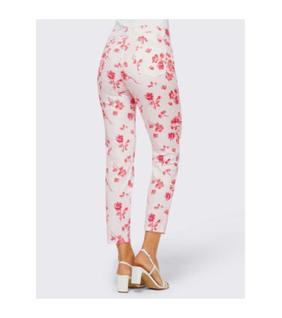 Linea tesini dizainerių 7/8 elastinės kelnės, ecru-coral spalvos