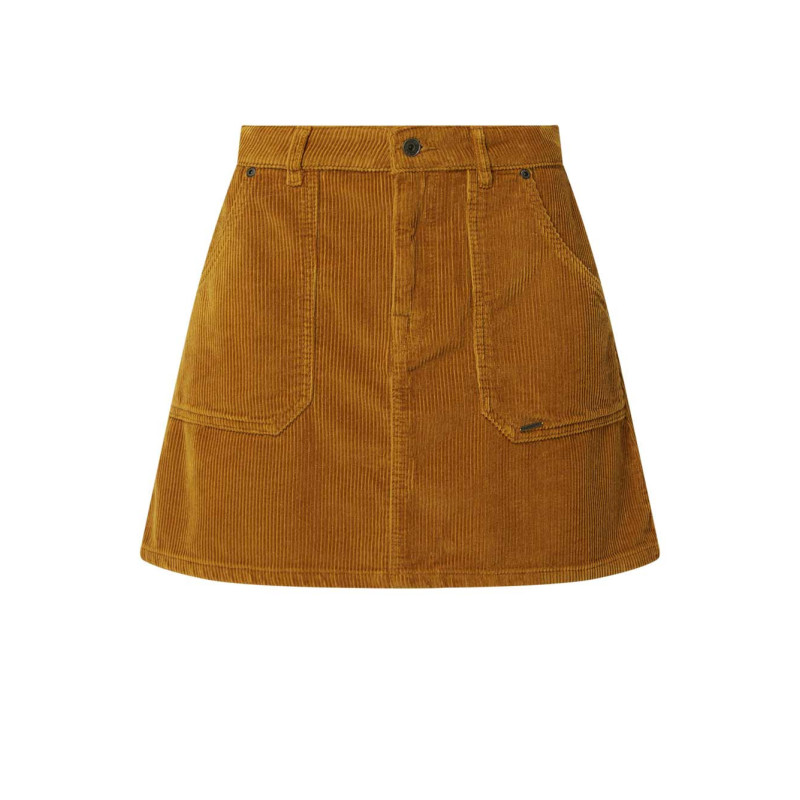 Superdry prekės ženklo velvetinis sijonas, šviesiai rudos spalvos