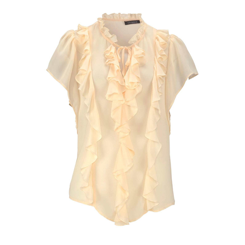 Vivance collection Šifono palaidinė su atvartais, šampanas