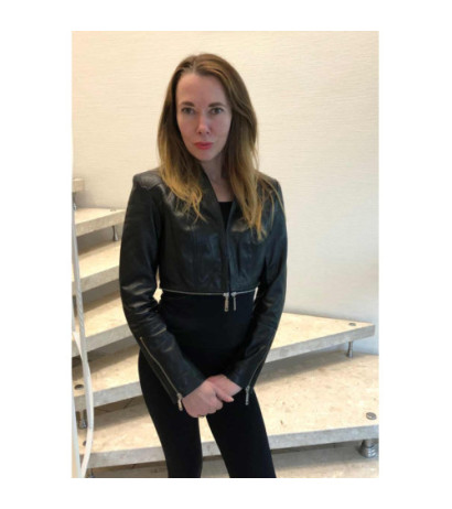 Ashley brooke dizainerio ėriuko nappa odos striukė, juoda