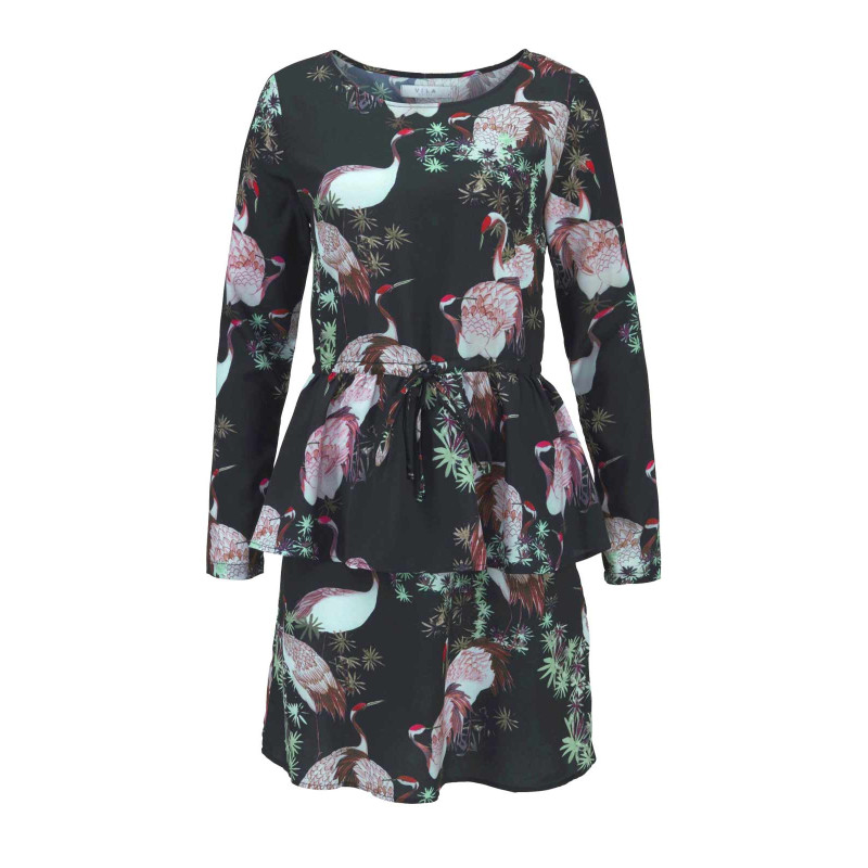 Vila clothes firminė suknelė su peplumu, juodos spalvos