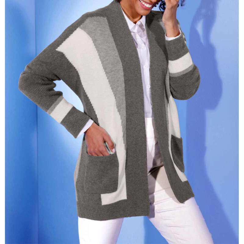 Création l premium merino šilko megztinis, antracito-raudonos spalvos